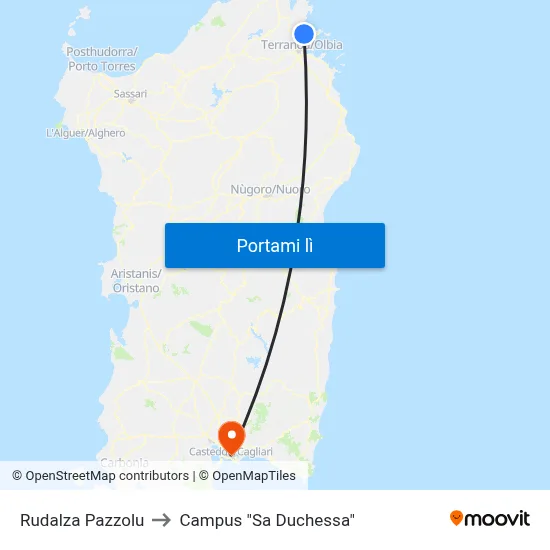 Rudalza Pazzolu to Campus "Sa Duchessa" map