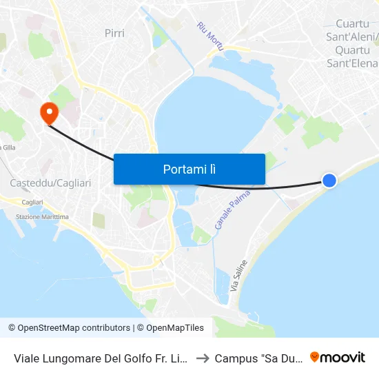 Viale Lungomare Del Golfo Fr. Lido Carabinieri to Campus "Sa Duchessa" map