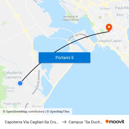 Capoterra Via Cagliari-Sa Cruxixedda to Campus "Sa Duchessa" map