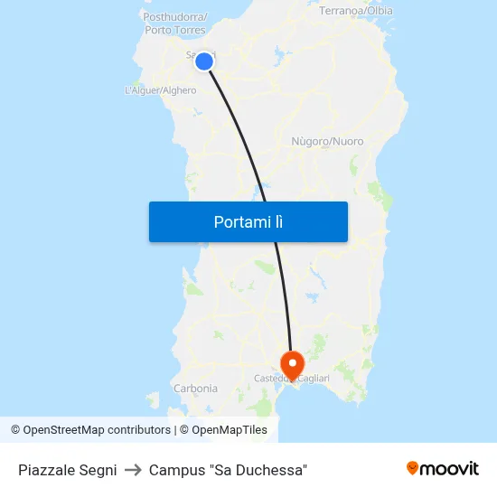 Piazzale Segni to Campus "Sa Duchessa" map