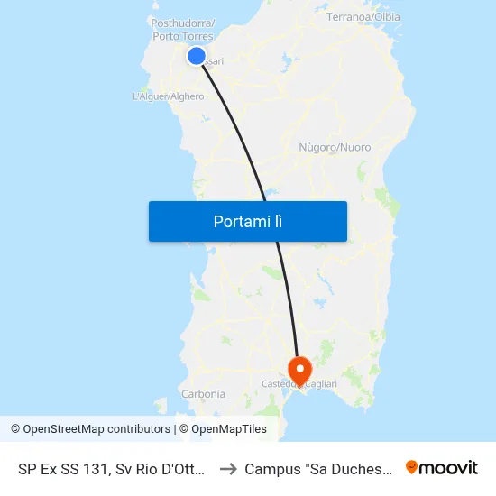 SP Ex SS 131, Sv Rio D'Ottava to Campus "Sa Duchessa" map
