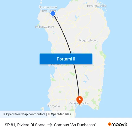 SP 81, Riviera Di Sorso to Campus "Sa Duchessa" map