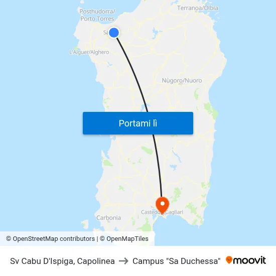 Sv Cabu D'Ispiga, Capolinea to Campus "Sa Duchessa" map