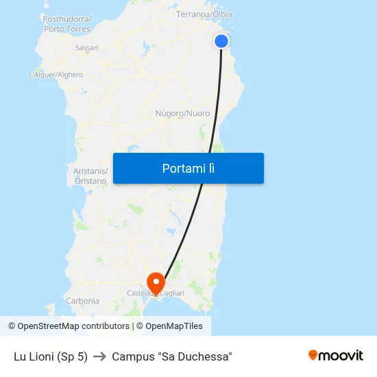 Lu Lioni (Sp 5) to Campus "Sa Duchessa" map