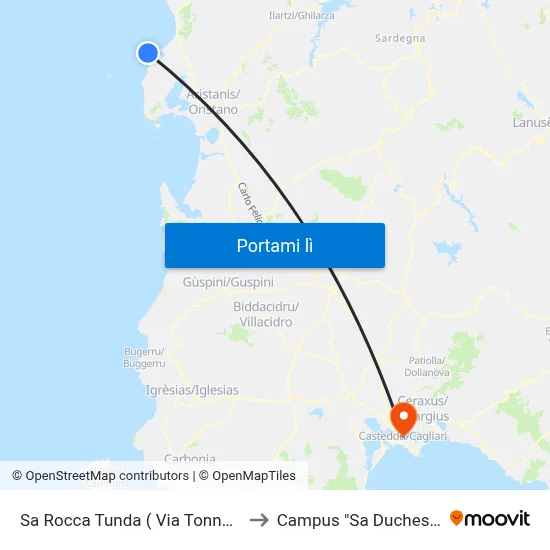 Sa Rocca Tunda ( Via Tonnara ) to Campus "Sa Duchessa" map