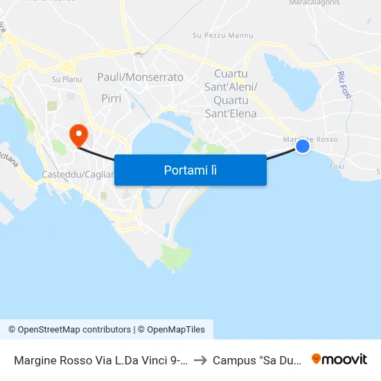 Margine Rosso Via L.Da Vinci 9-Distributore to Campus "Sa Duchessa" map