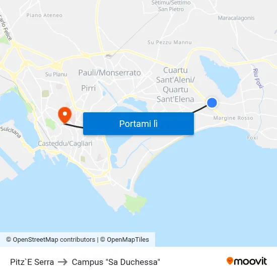 Pitz`E Serra to Campus "Sa Duchessa" map