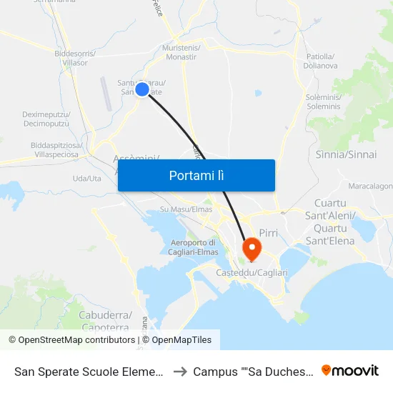 San Sperate Scuole Elementari to Campus "Sa Duchessa" map