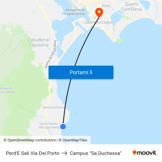 Perd'E Sali Via Del Porto to Campus "Sa Duchessa" map