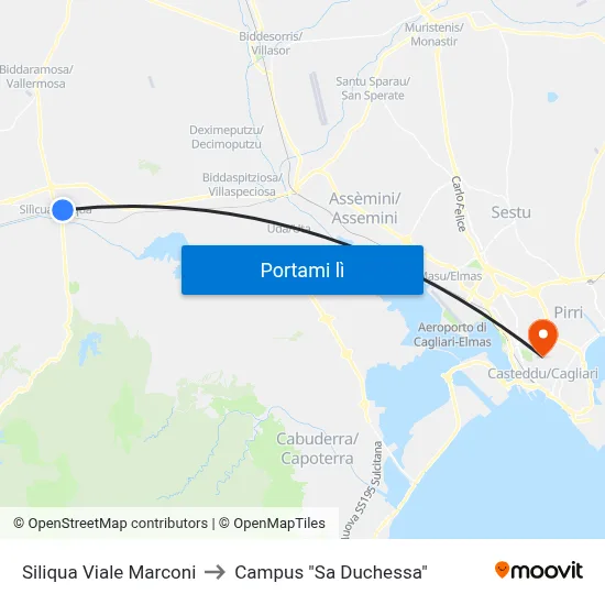 Siliqua Viale Marconi to Campus "Sa Duchessa" map