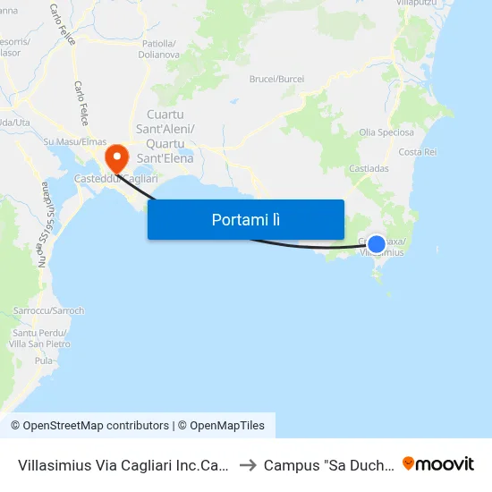Villasimius Via Cagliari Inc.Cambedda to Campus "Sa Duchessa" map