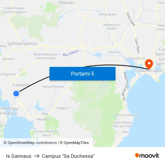 Is Gannaus to Campus "Sa Duchessa" map