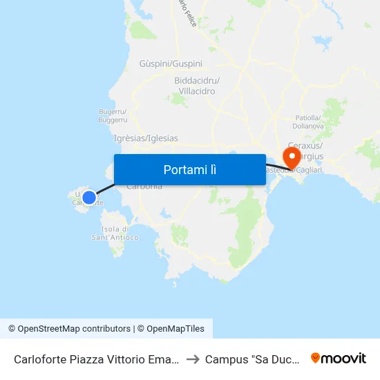 Carloforte Piazza Vittorio Emanuele 27 to Campus "Sa Duchessa" map