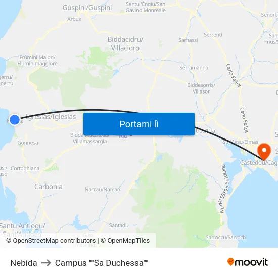 Nebida to Campus ""Sa Duchessa"" map