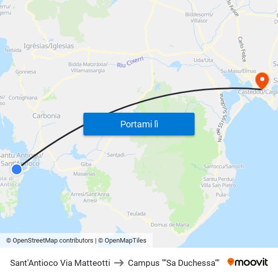 Sant'Antioco Via Matteotti to Campus ""Sa Duchessa"" map