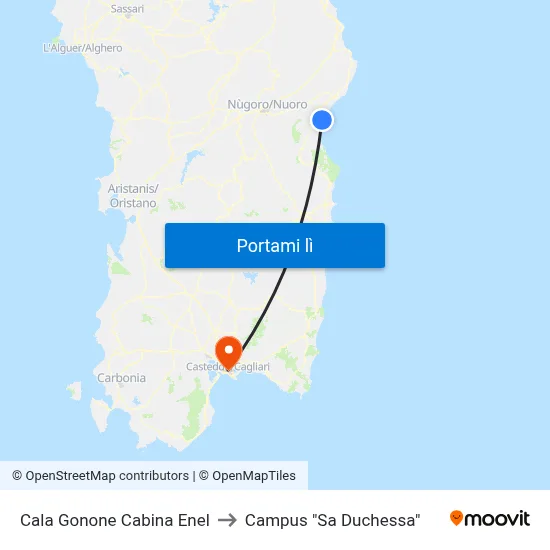 Cala Gonone Cabina Enel to Campus "Sa Duchessa" map