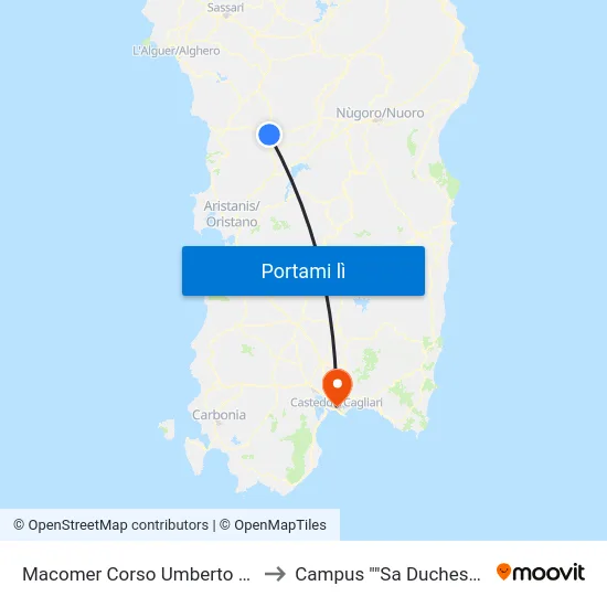 Macomer Corso Umberto 120 to Campus ""Sa Duchessa"" map