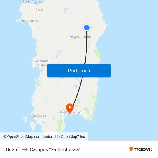 Onani` to Campus "Sa Duchessa" map