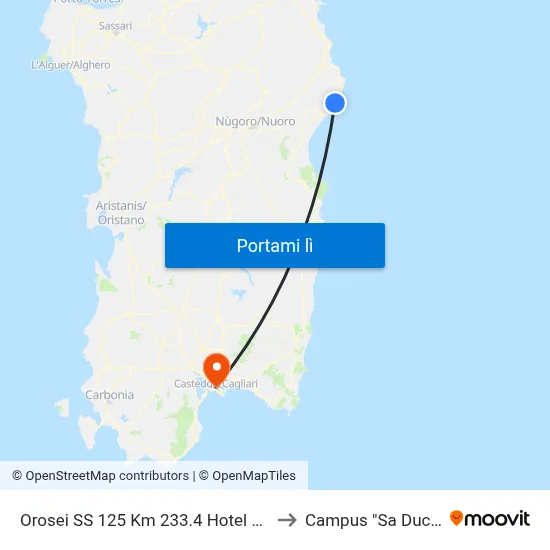 Orosei SS 125 Km 233.4 Hotel Alba Dorata to Campus "Sa Duchessa" map