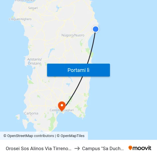 Orosei Sos Alinos Via Tirreno-Hotel to Campus "Sa Duchessa" map