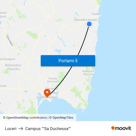 Loceri to Campus "Sa Duchessa" map