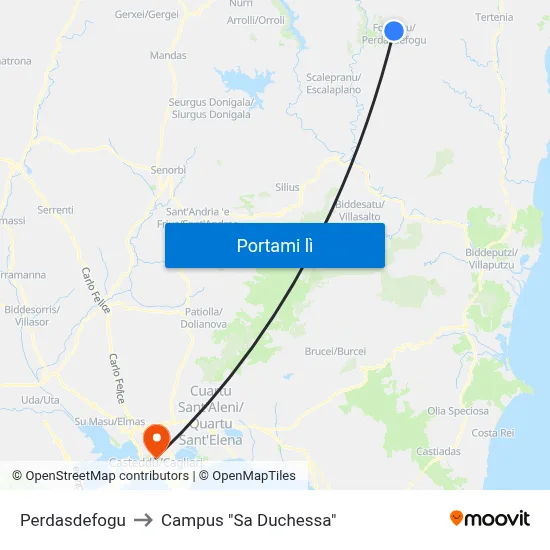Perdasdefogu to Campus "Sa Duchessa" map