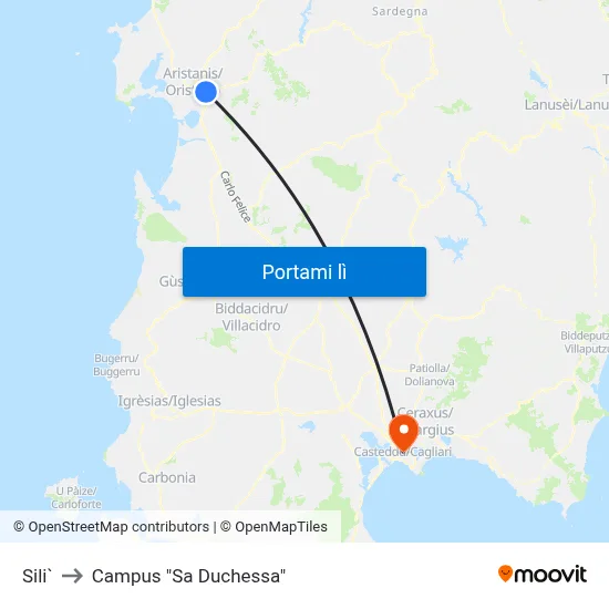 Sili` to Campus "Sa Duchessa" map