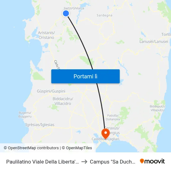 Paulilatino Viale Della Liberta' 5-Fr.5 to Campus "Sa Duchessa" map