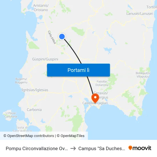 Pompu Circonvallazione Ovest to Campus "Sa Duchessa" map