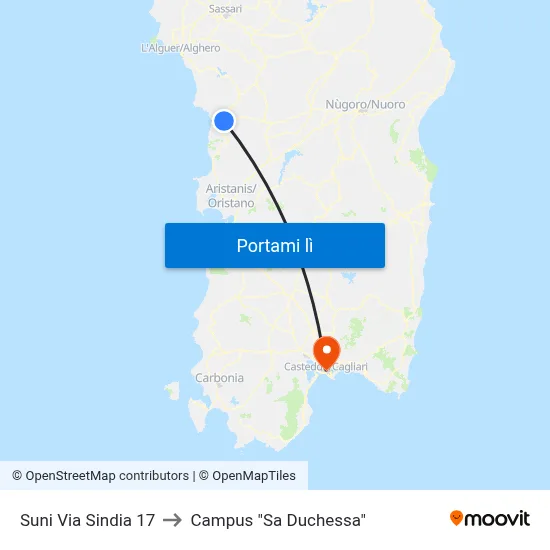 Suni Via Sindia 17 to Campus "Sa Duchessa" map