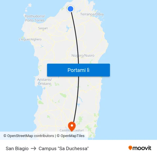 San Biagio to Campus "Sa Duchessa" map