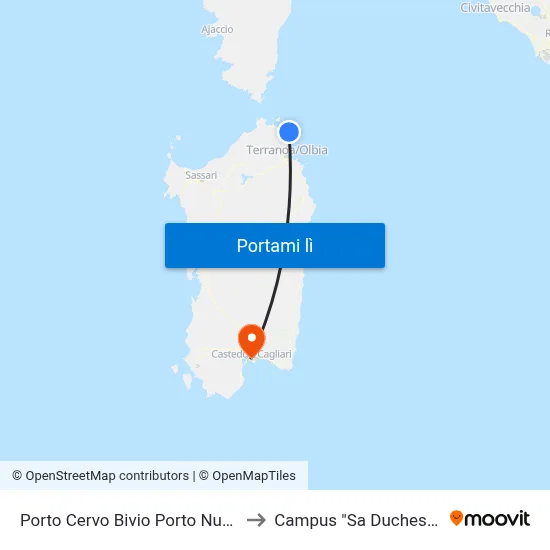Porto Cervo Bivio Porto Nuovo to Campus "Sa Duchessa" map