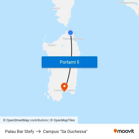 Palau Bar Stefy to Campus "Sa Duchessa" map
