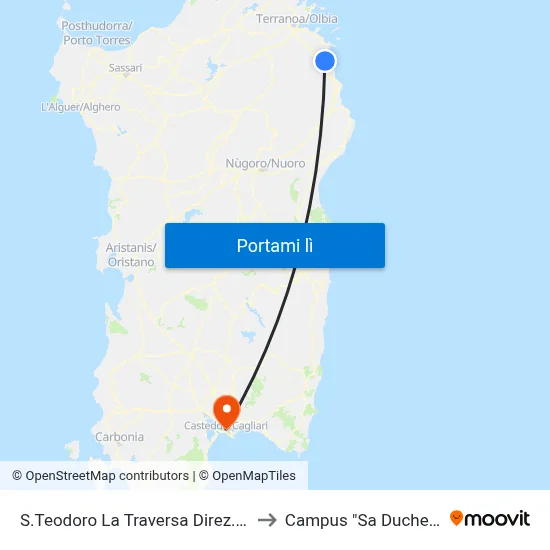 S.Teodoro La Traversa Direz. Nord to Campus "Sa Duchessa" map