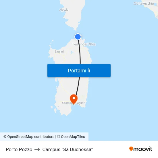 Porto Pozzo to Campus "Sa Duchessa" map