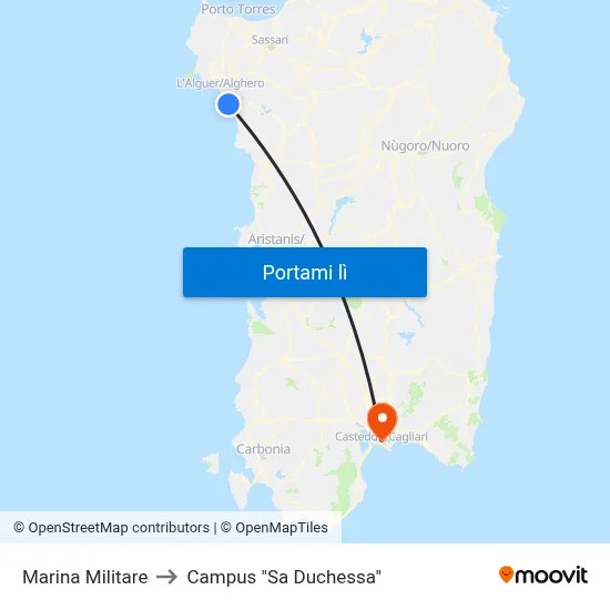 Marina Militare to Campus "Sa Duchessa" map