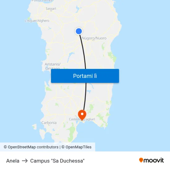 Anela to Campus "Sa Duchessa" map