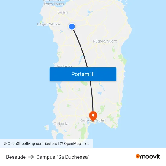 Bessude to Campus "Sa Duchessa" map