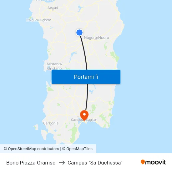 Bono Piazza Gramsci to Campus "Sa Duchessa" map