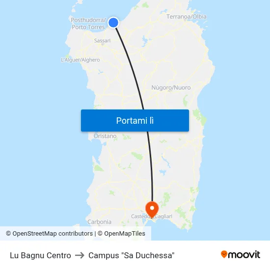 Lu Bagnu Centro to Campus "Sa Duchessa" map