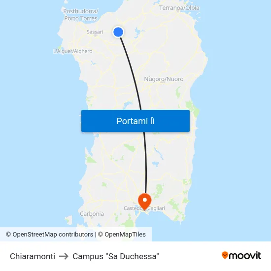 Chiaramonti to Campus "Sa Duchessa" map