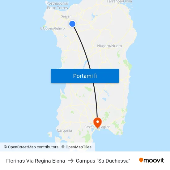 Florinas Via Regina Elena to Campus "Sa Duchessa" map