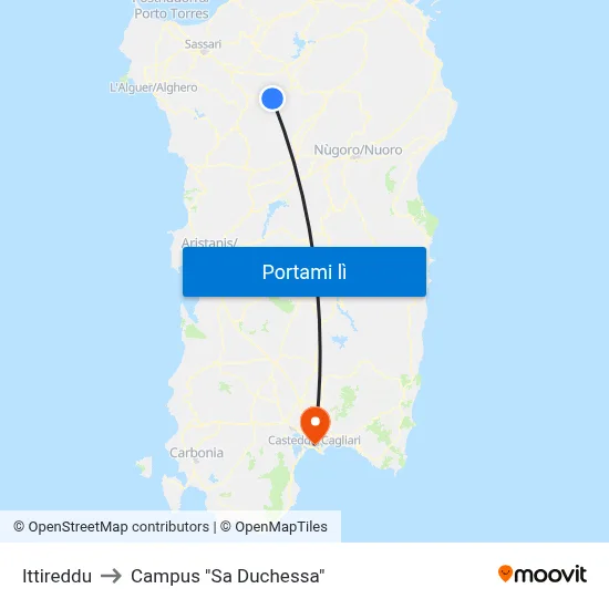 Ittireddu to Campus "Sa Duchessa" map