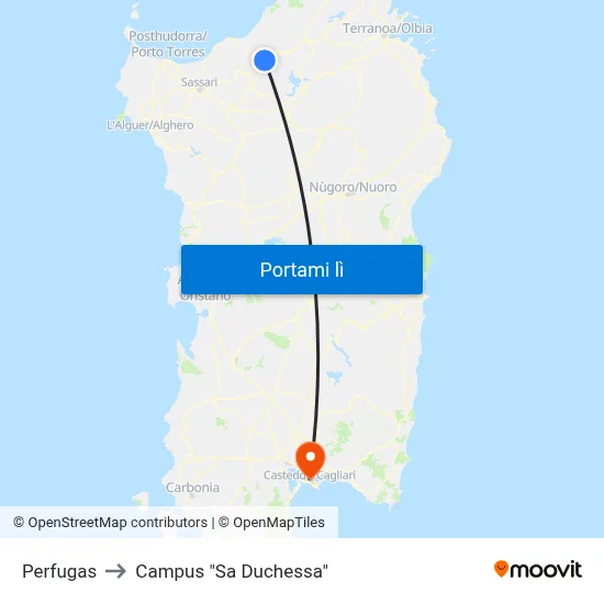 Perfugas to Campus "Sa Duchessa" map