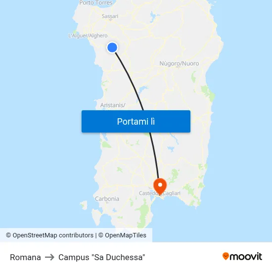 Romana to Campus "Sa Duchessa" map