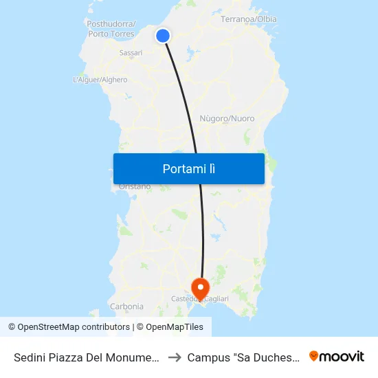 Sedini Piazza Del Monumento to Campus "Sa Duchessa" map