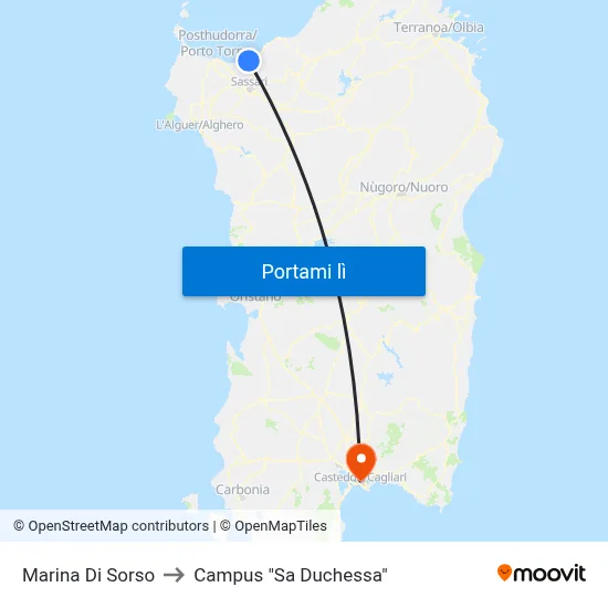 Marina Di Sorso to Campus "Sa Duchessa" map