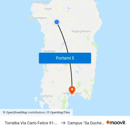 Torralba Via Carlo Felice 91-Fr.101 to Campus "Sa Duchessa" map