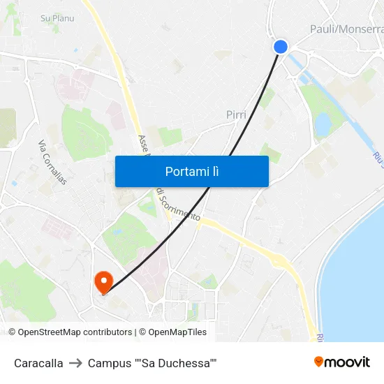 Caracalla to Campus "Sa Duchessa" map