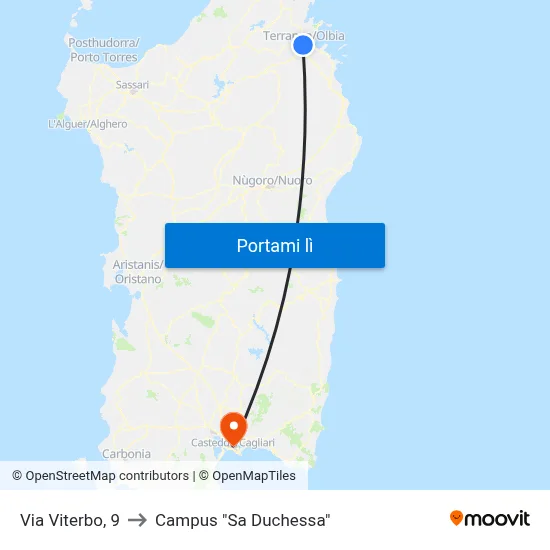 Via Viterbo, 9 to Campus "Sa Duchessa" map